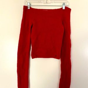Hollister Red Off Shoulder Sweater